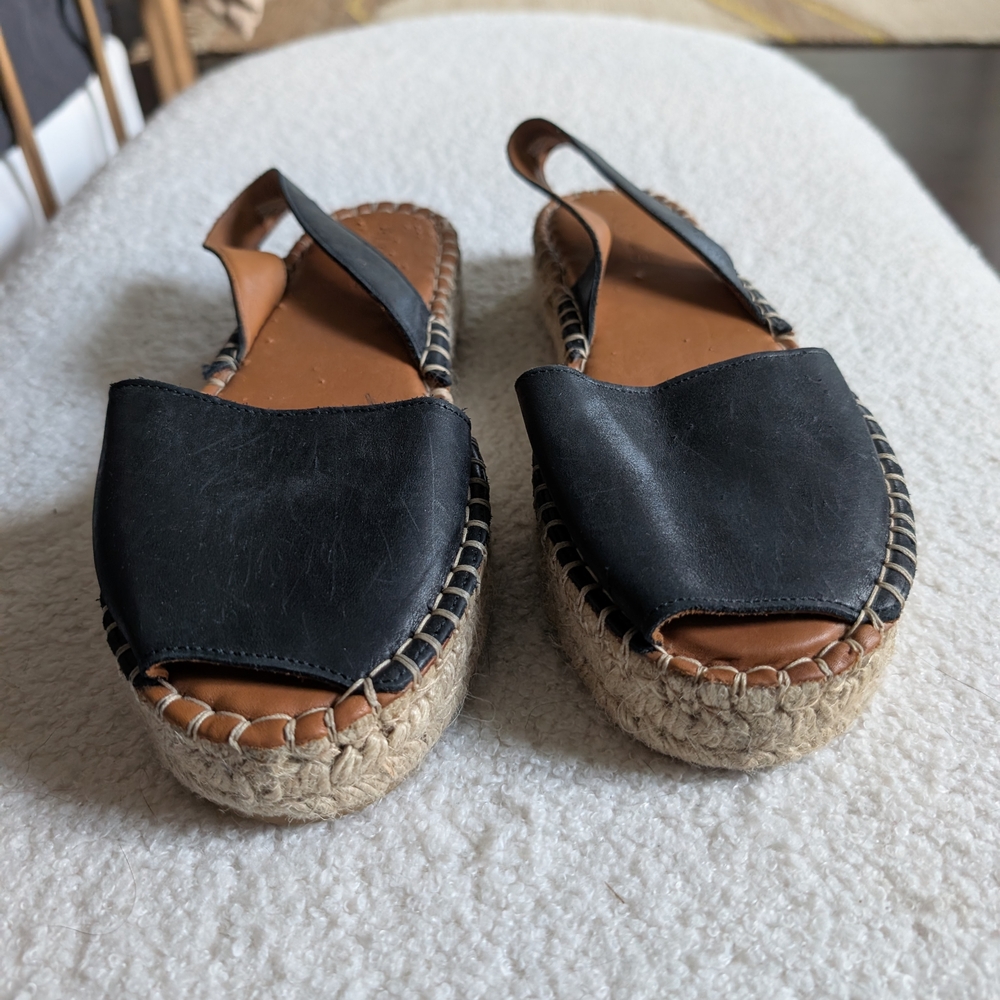 ALOHAS Black and Brown Espadrille Sandals with Slingback
